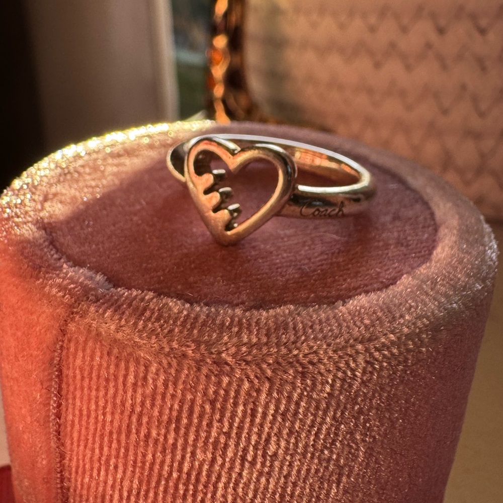 Coach Silver Heart Cutout Ring